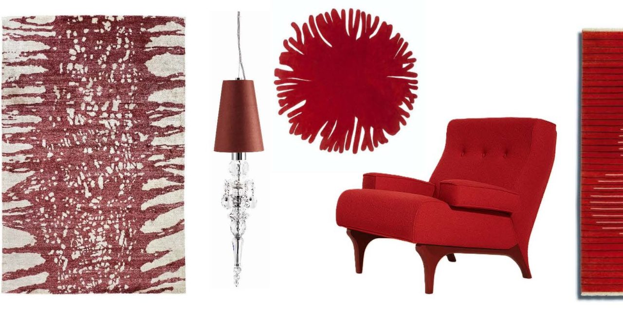 Bloedrode items vanuit een grijs Milaan