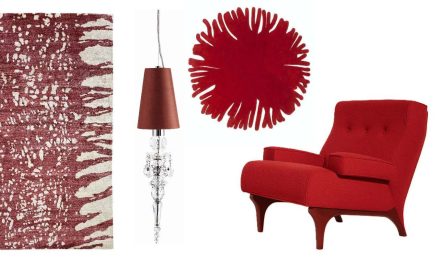 Bloedrode items vanuit een grijs Milaan