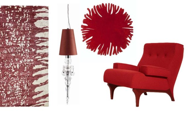 Bloedrode items vanuit een grijs Milaan