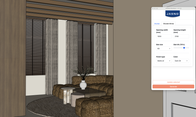 JASNO brengt realistische shuttervisualisaties naar SketchUp