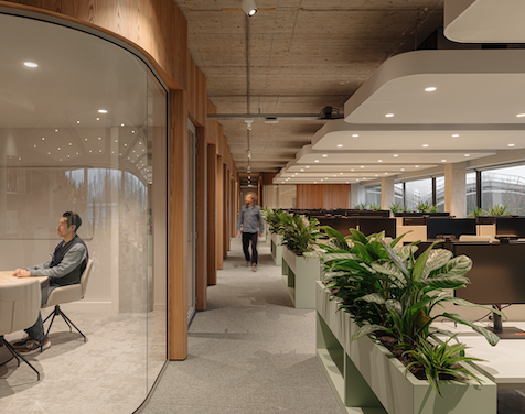 Bureau Fraai ontwerpt duurzaam Greenflux-kantoor met thuisgevoel